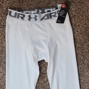 ~NWT~ Under Armour HeatGear Compression Pants Men's White Size LARGE